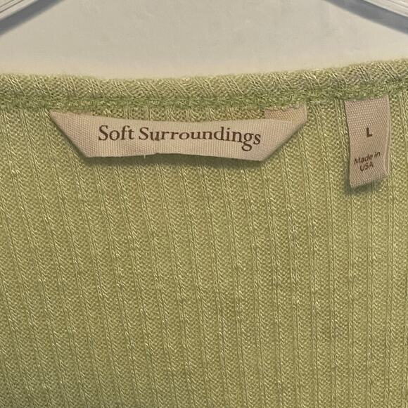 Soft Surroundings Bailey Thermal Top Womens Large Pear Green Eyelet Boho Sweater - Picture 6 of 8